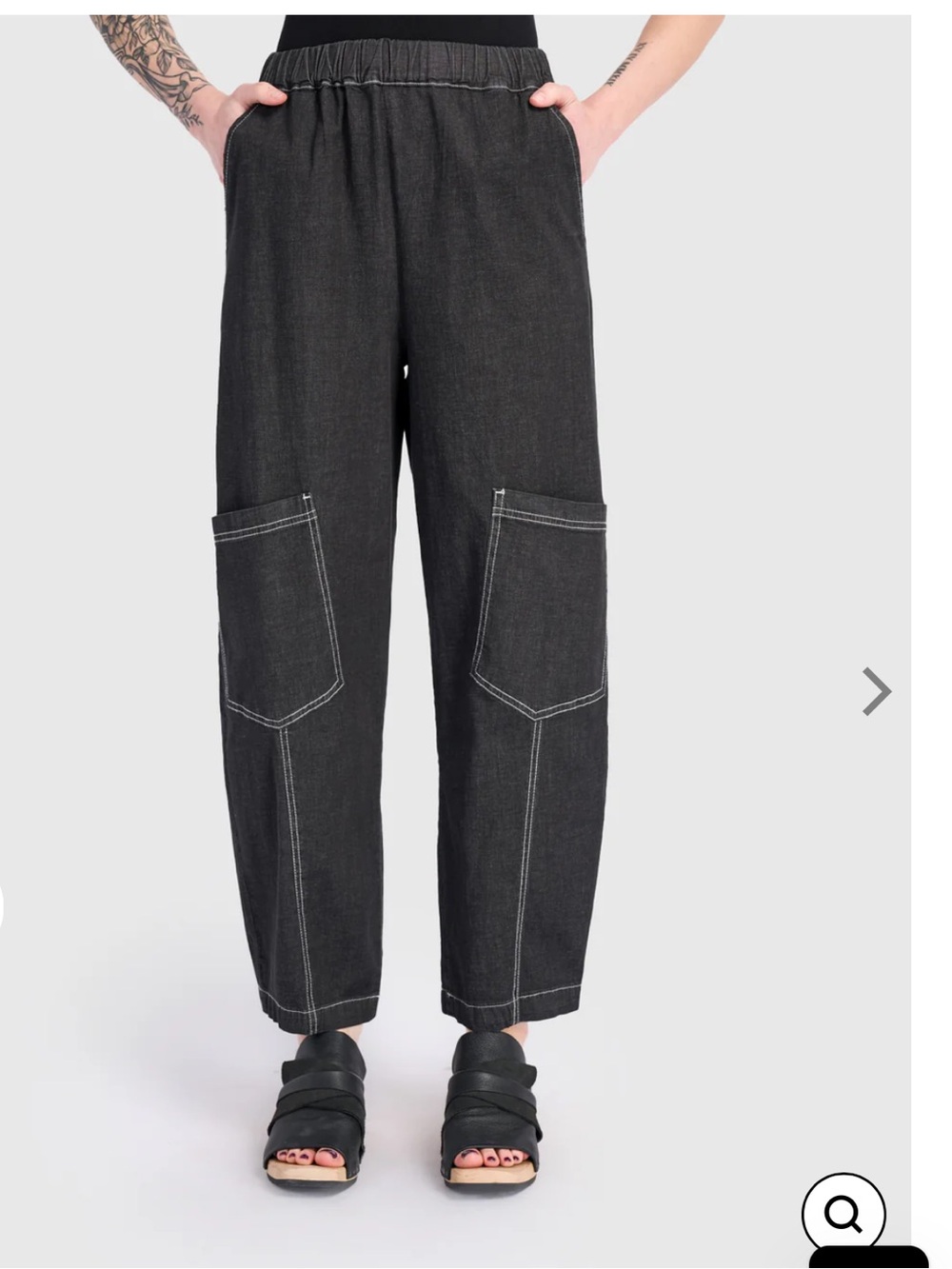 Alembika Denim papaya relaxed pants black barrel leg